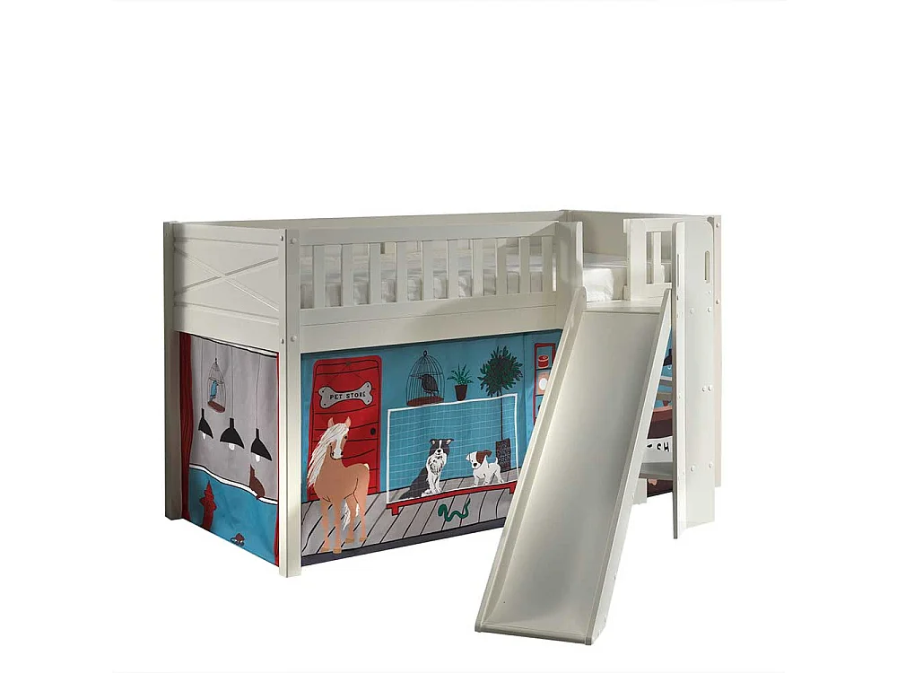 Hochbett Kind aus Kiefer Massivholz Tier Motiven