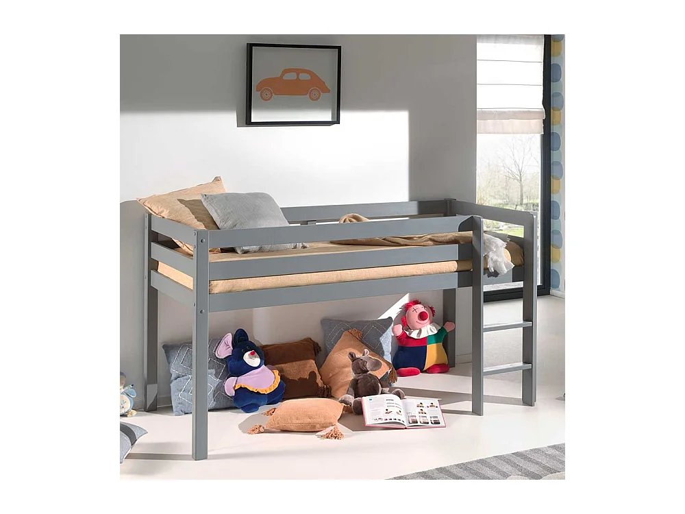 Hochbett in Grau Leiter