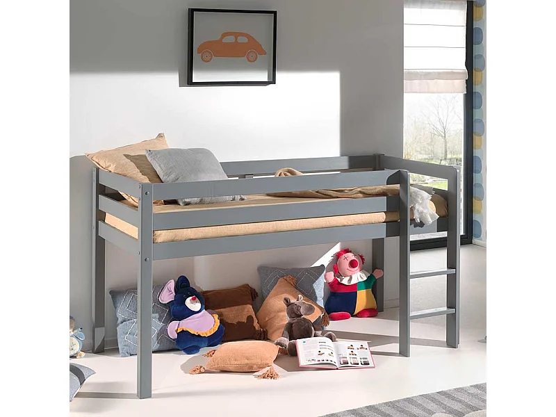 Hochbett in Grau Leiter