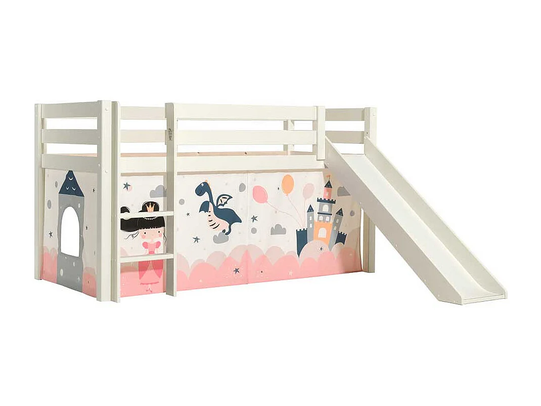 Kinder Spielbett in Weiß Vorhang mit Prinzessin Motiv