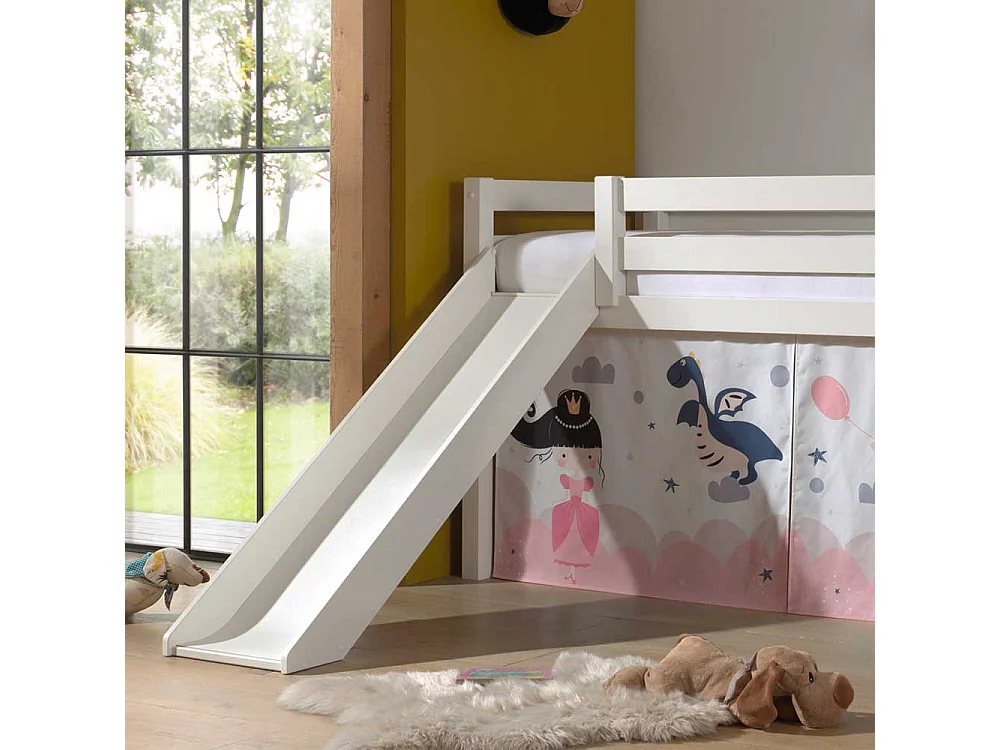 Kinder Spielbett in Weiß Vorhang mit Prinzessin Motiv