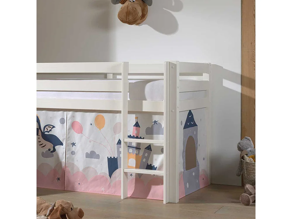 Kinder Spielbett in Weiß Vorhang mit Prinzessin Motiv