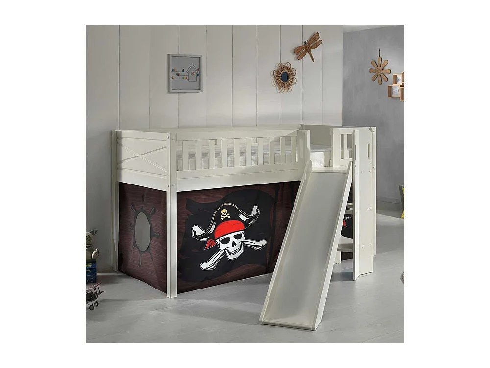 Spielbett Pirat aus Kiefer Massivholz Leiter und Rutsche