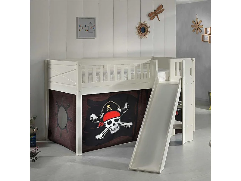 Spielbett Pirat aus Kiefer Massivholz Leiter und Rutsche