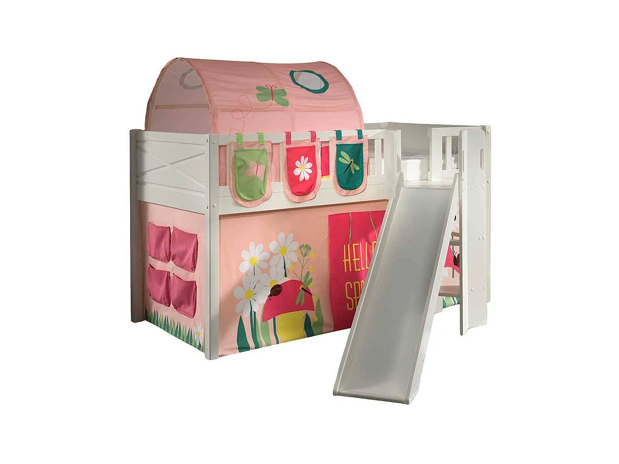 Kinder Halbhochbett mit Blumen Motiv Leiter