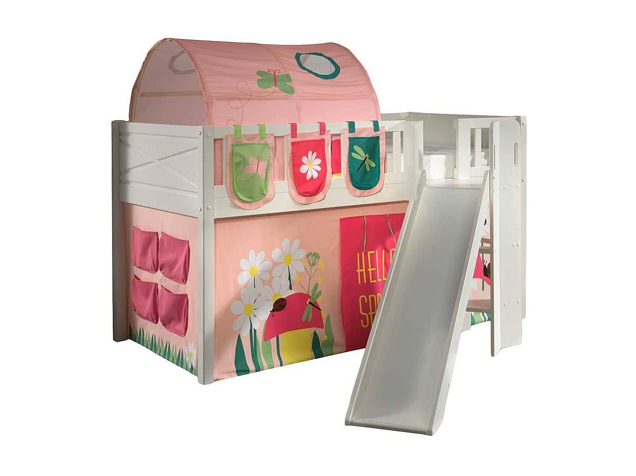 Kinder Halbhochbett mit Blumen Motiv Leiter