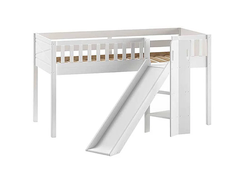 Hochbett Kind aus Kiefer Massivholz Rutsche