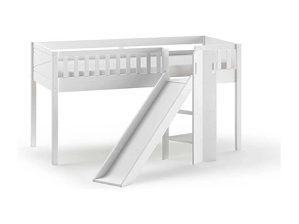 Hochbett Kind aus Kiefer Massivholz Rutsche