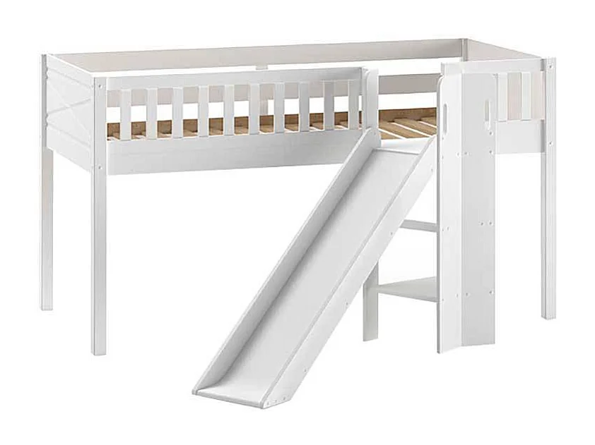 Hochbett Kind aus Kiefer Massivholz Rutsche