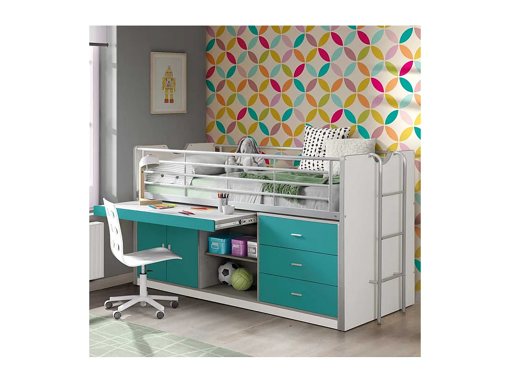 Etagenbett in Türkis Weiß