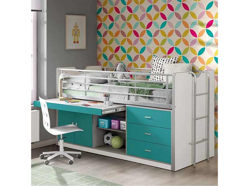 Etagenbett in Türkis Weiß