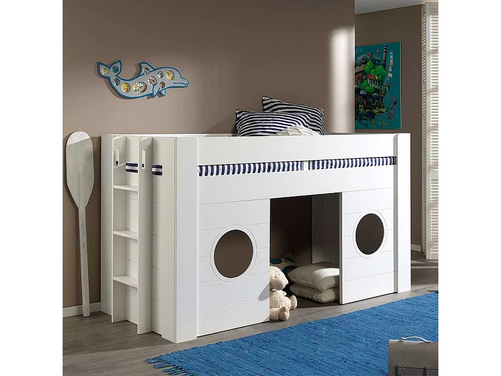 Kinder Einzelbett in Weiß 120 cm hoch