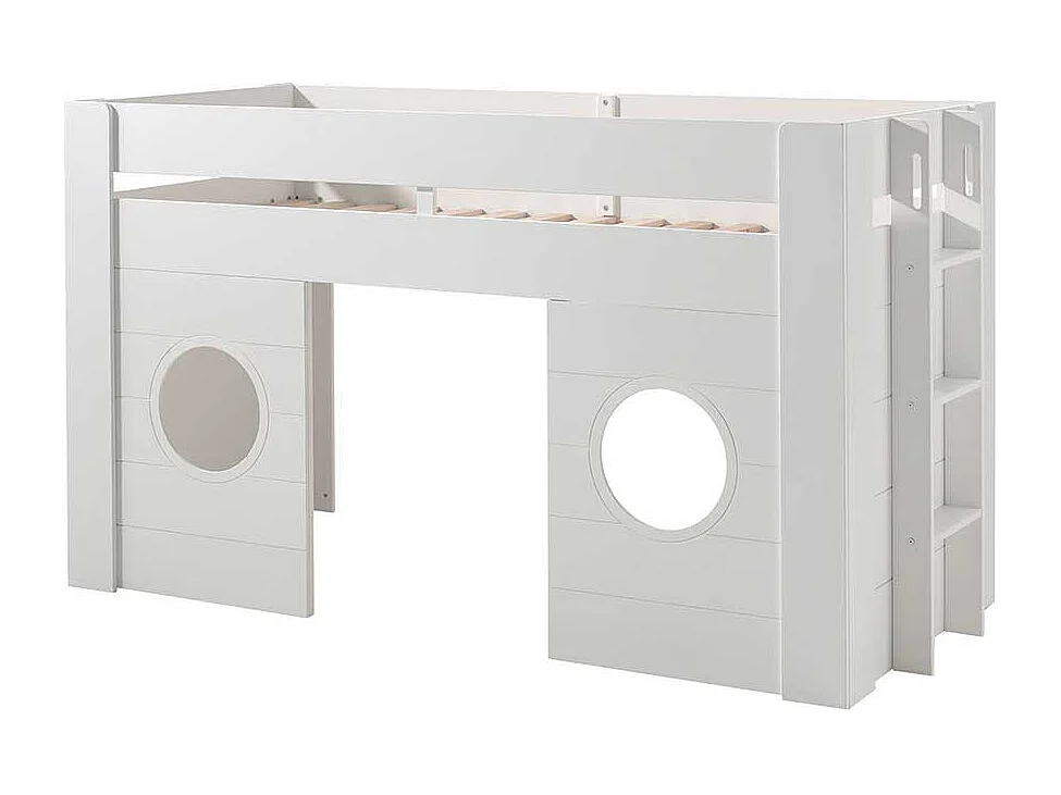 Kinder Einzelbett in Weiß 120 cm hoch