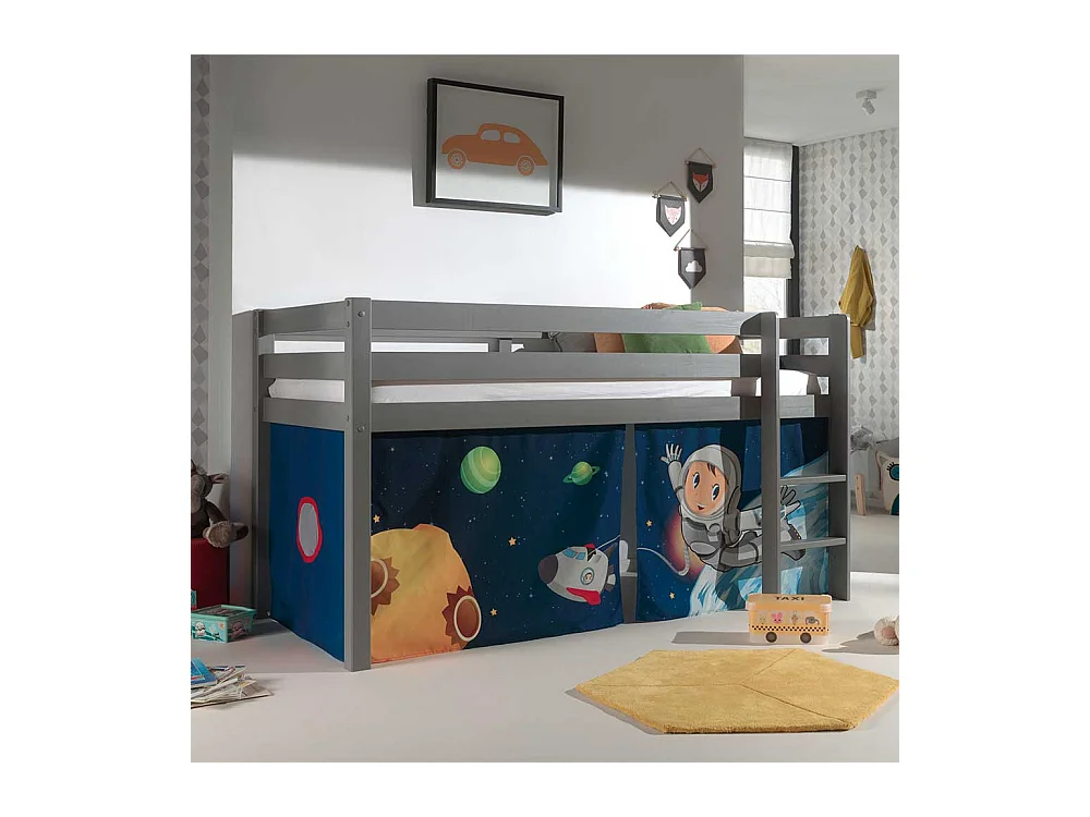 Jungen Hochbett in Grau und Blau Leiter