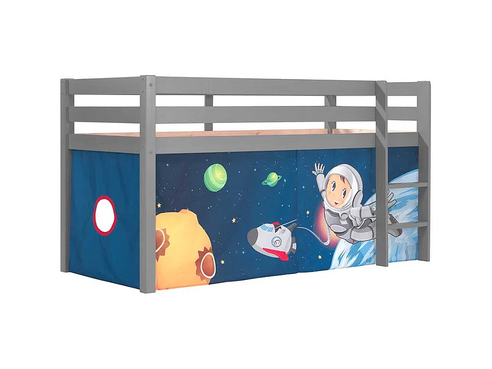 Jungen Hochbett in Grau und Blau Leiter