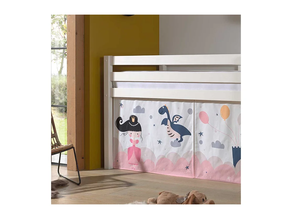 Mädchen Hochbett in Weiß und Pastell Prinzessin Motiv