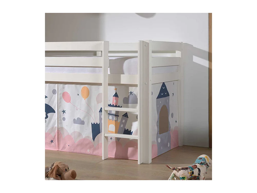 Mädchen Hochbett in Weiß und Pastell Prinzessin Motiv