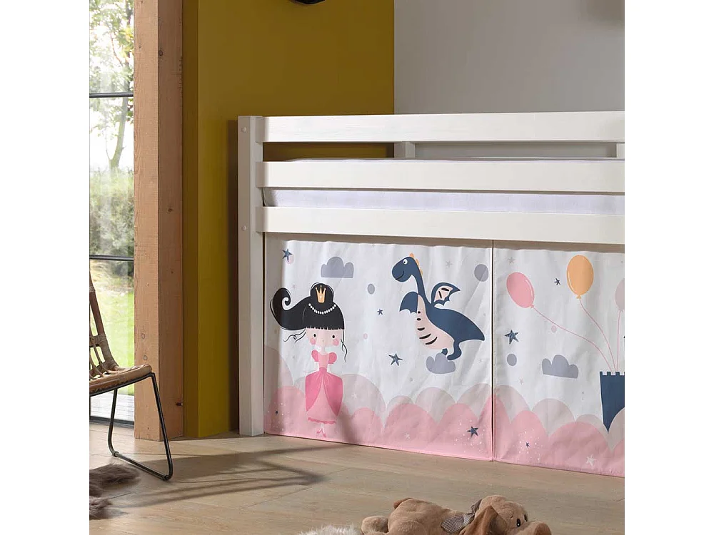 Mädchen Hochbett in Weiß und Pastell Prinzessin Motiv