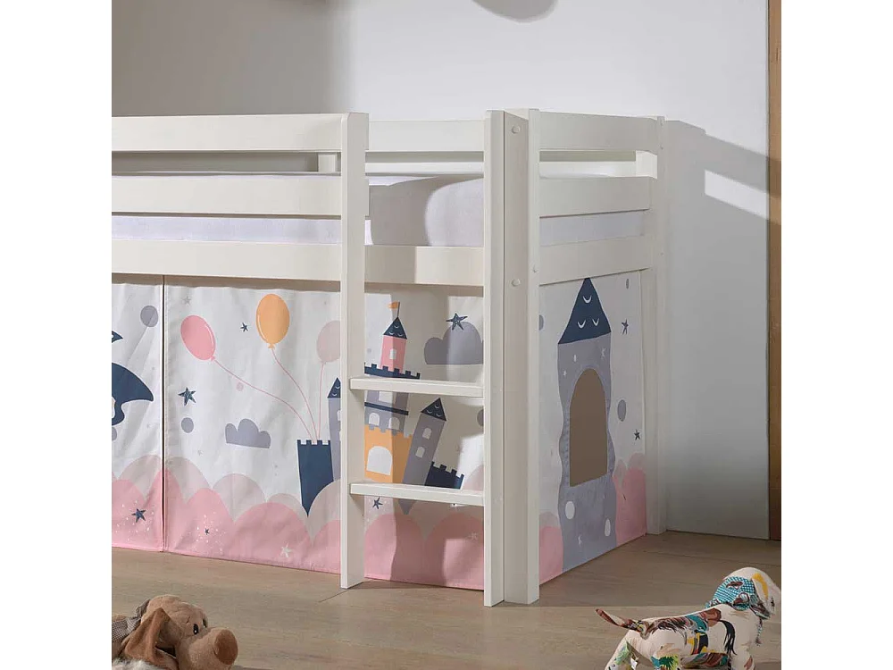 Mädchen Hochbett in Weiß und Pastell Prinzessin Motiv