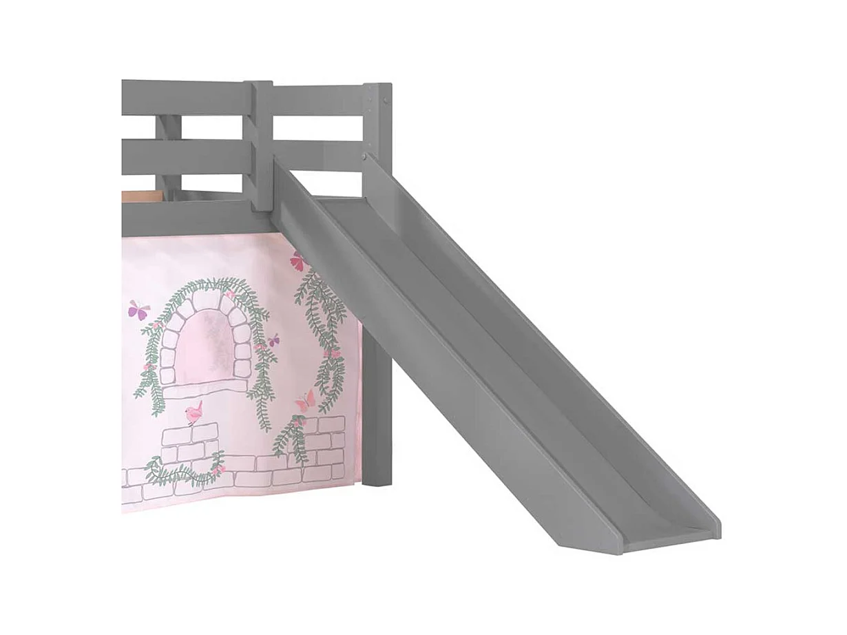 Kinderzimmer Bett in Grau und Rosa Leiter und Rutsche