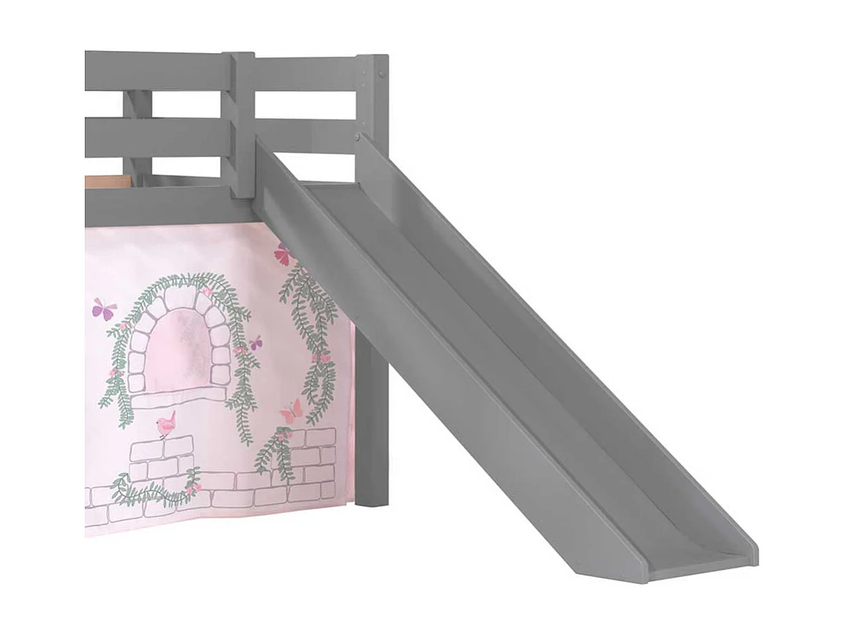 Kinderzimmer Bett in Grau und Rosa Leiter und Rutsche