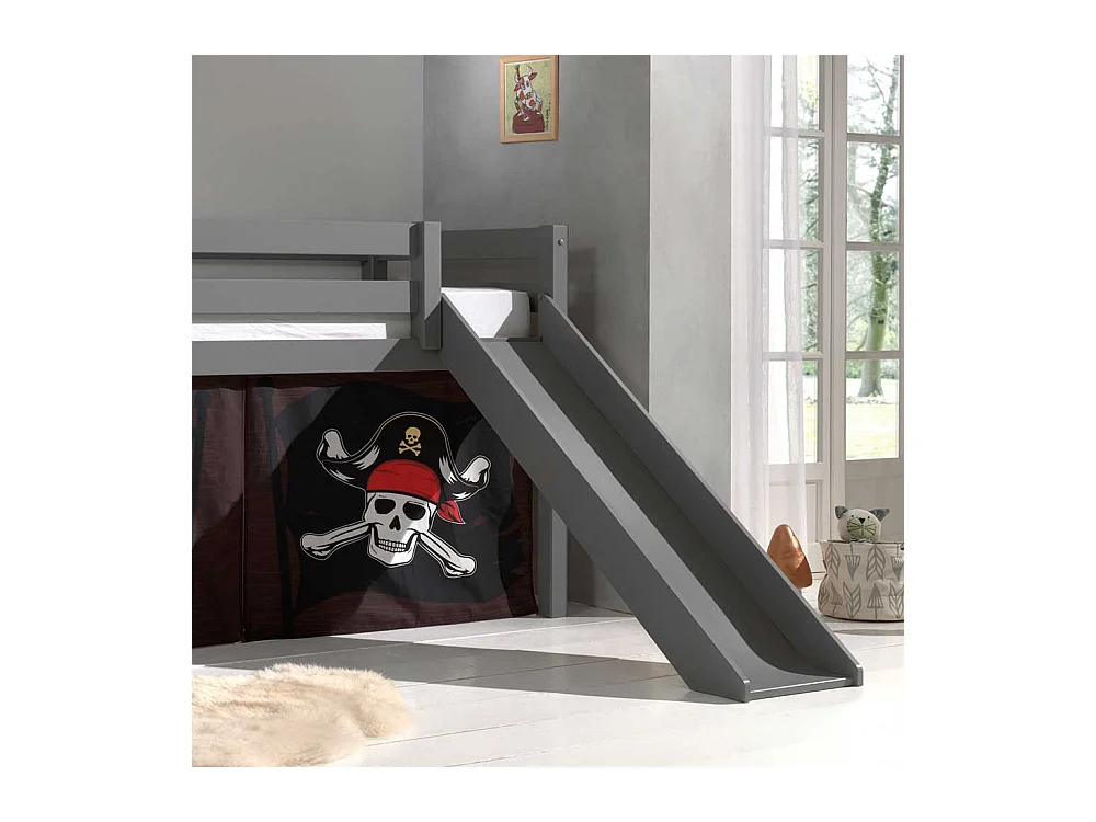 Piraten Hochbett mit Rutsche und Leiter Grau