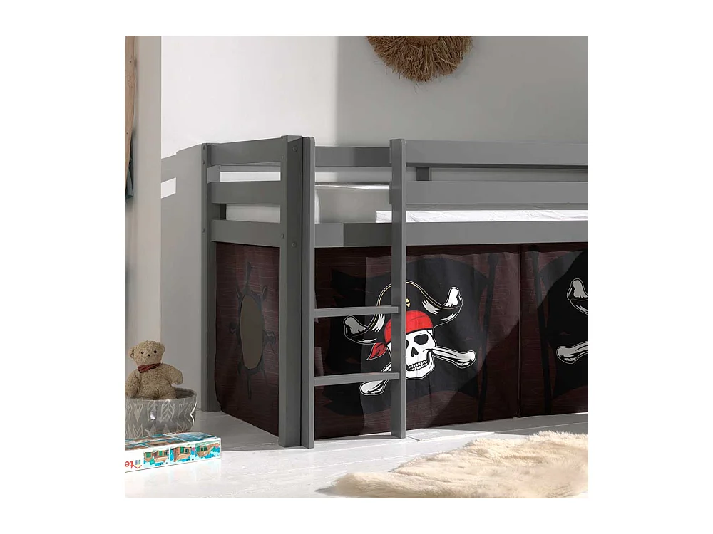 Piraten Hochbett mit Rutsche und Leiter Grau