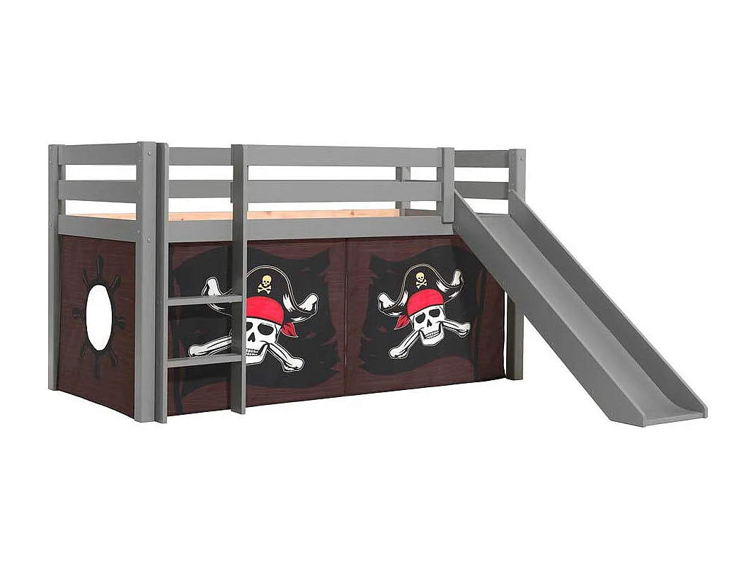 Piraten Hochbett mit Rutsche und Leiter Grau
