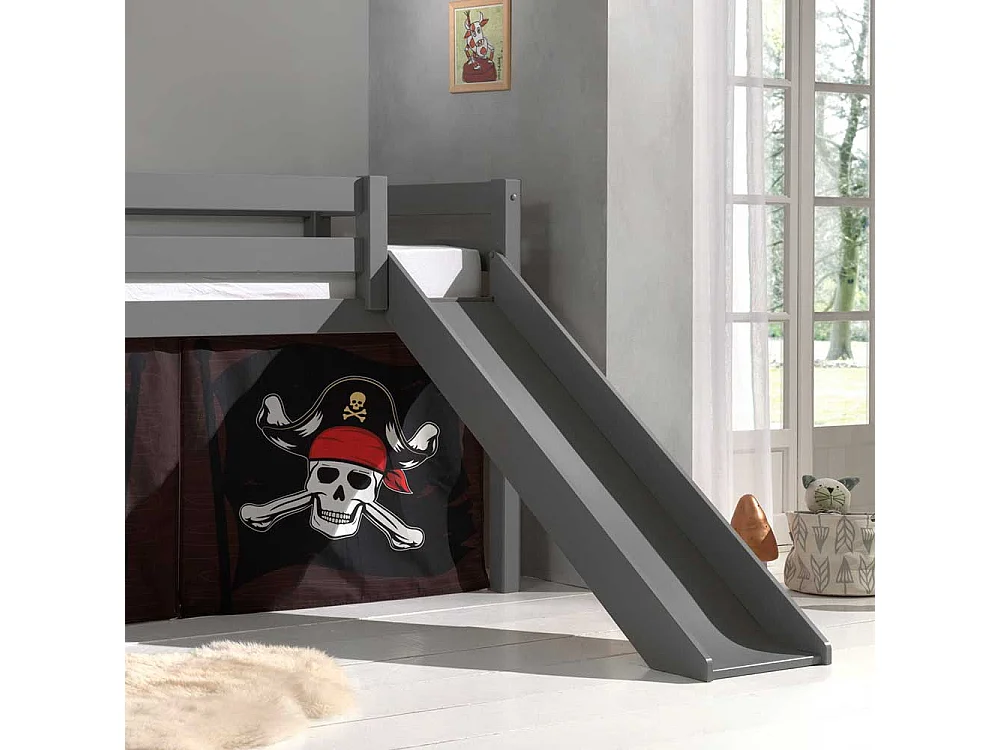 Piraten Hochbett mit Rutsche und Leiter Grau