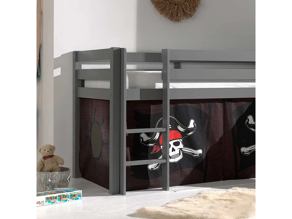 Piraten Hochbett mit Rutsche und Leiter Grau