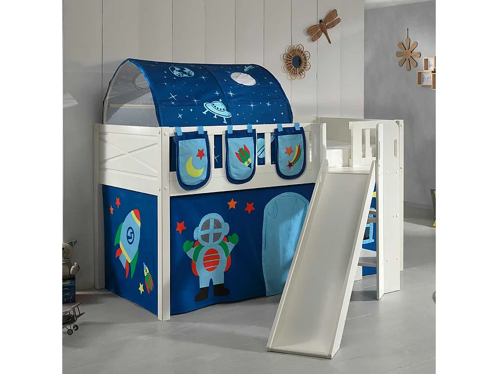 Etagenbett Kinder mit Astronauten-Weltraum Motiv 114 cm hoch