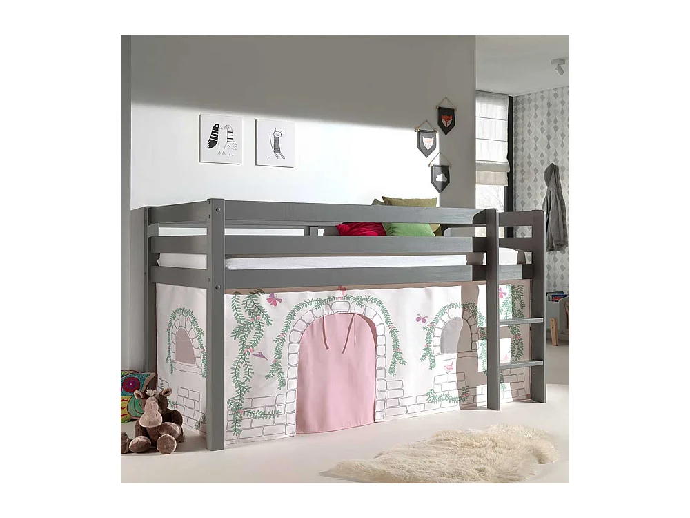 Kinder Einzelbett in Grau und Rosa Schmetterling Motiv