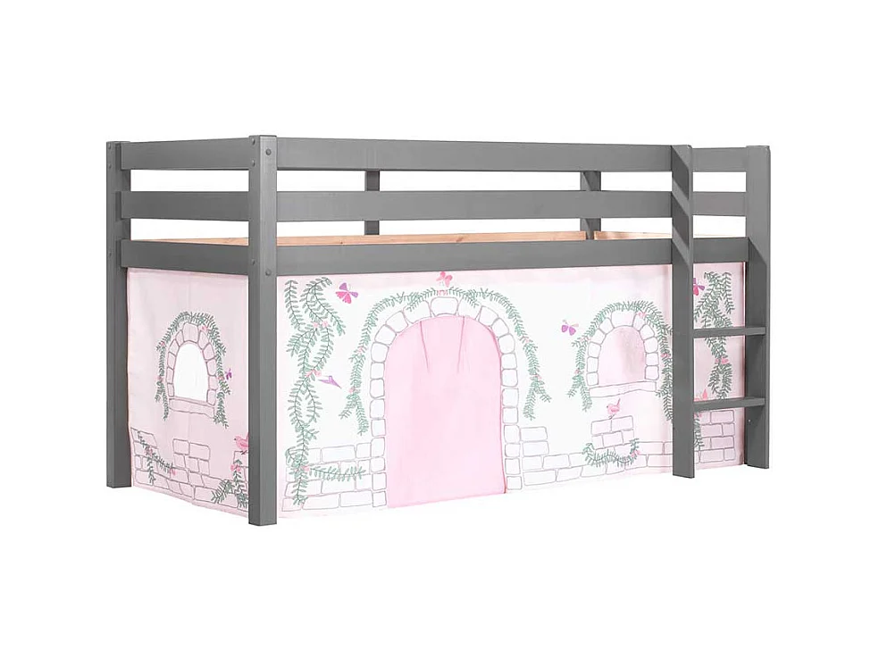 Kinder Einzelbett in Grau und Rosa Schmetterling Motiv