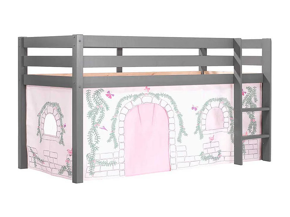 Kinder Einzelbett in Grau und Rosa Schmetterling Motiv