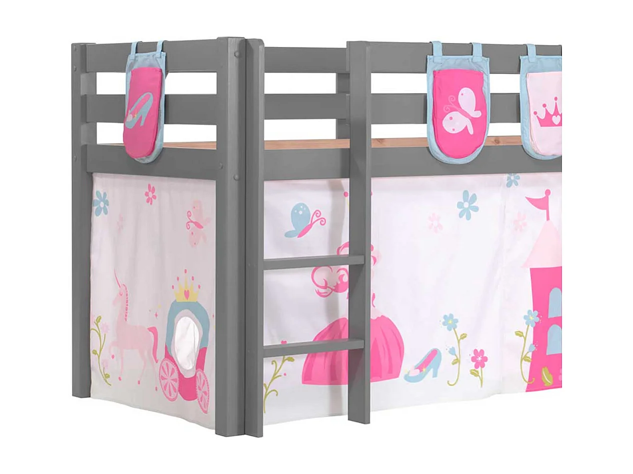 Prinzessin Bett aus Kiefer Massivholz mit Rutsche