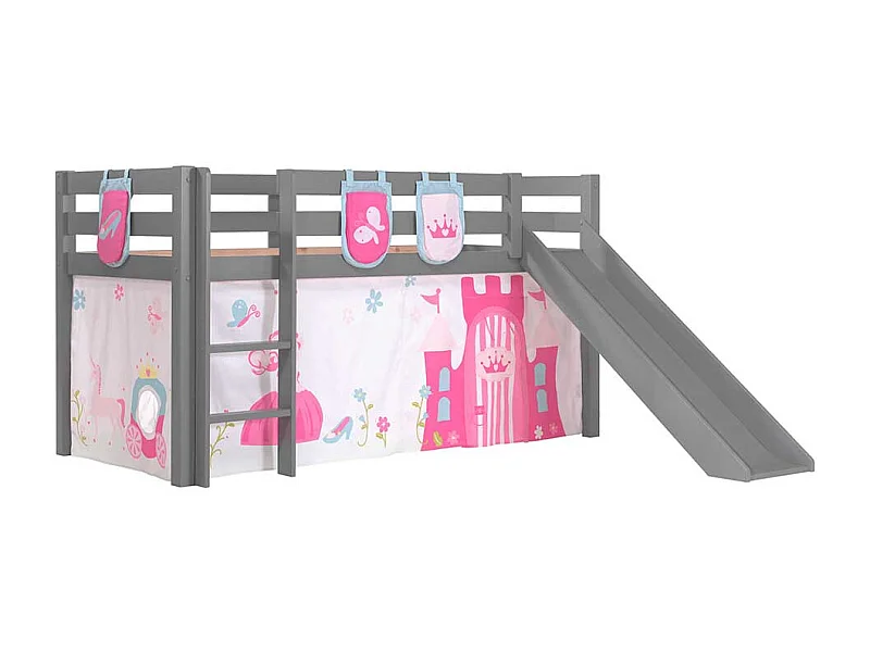 Prinzessin Bett aus Kiefer Massivholz mit Rutsche