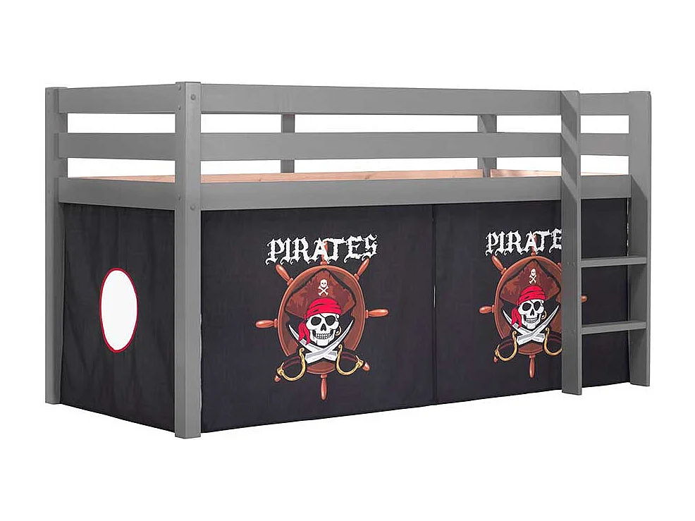 Spielbett Pirat in Grau und Schwarz Vorhang