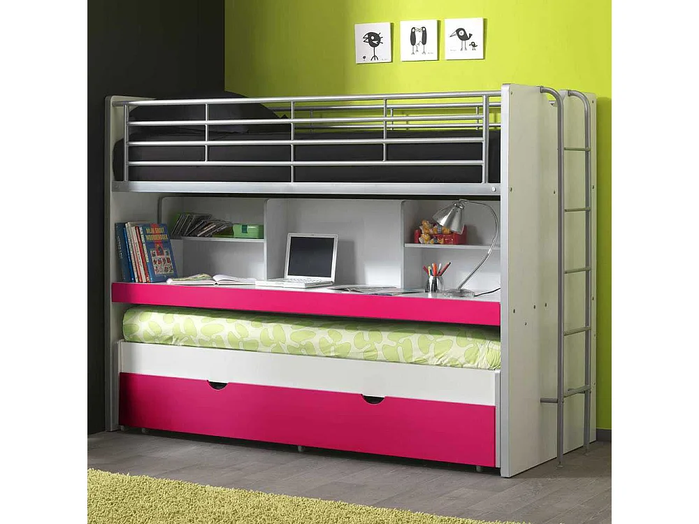 Kinder-Etagenbett in Pink Pink-Weiß