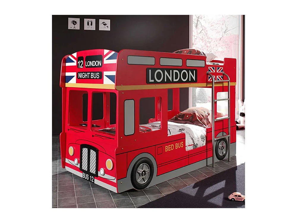 Kinderetagenbett im Bus-Design Rot