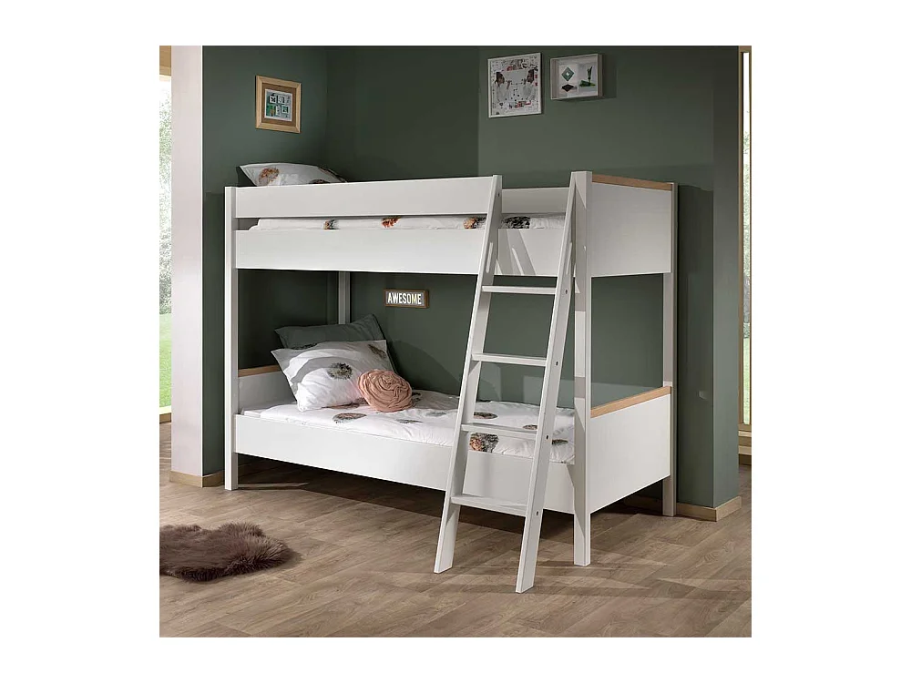 Weißes Etagenbett aus Kiefer Massivholz Skandi Design