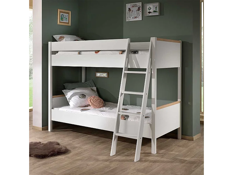 Weißes Etagenbett aus Kiefer Massivholz Skandi Design