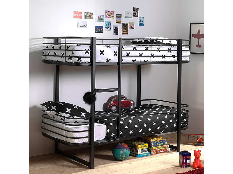 Metall Etagenbett in Schwarz Bügelgestell