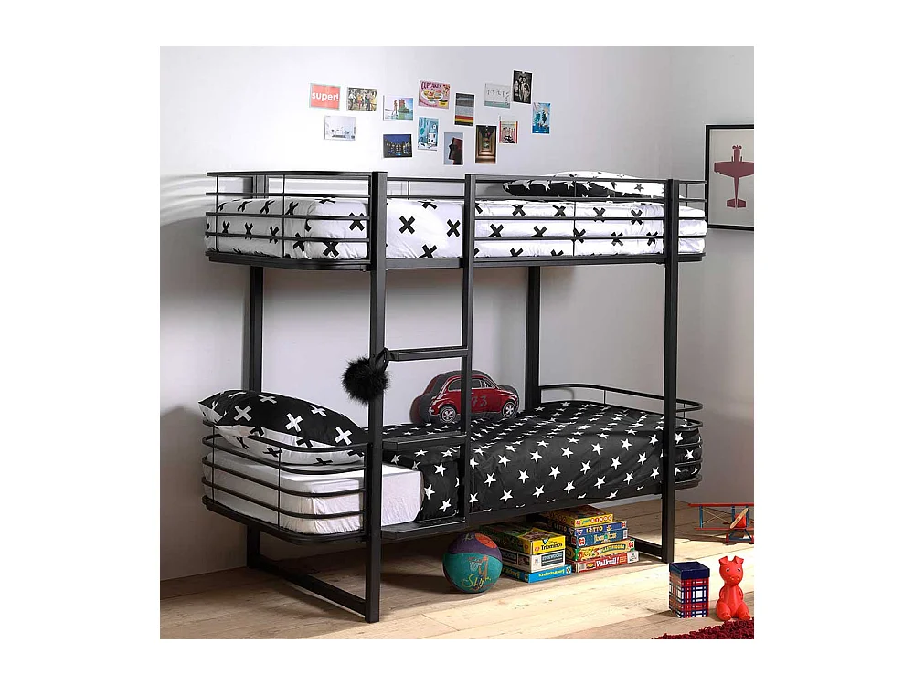 Metall Etagenbett in Schwarz Bügelgestell