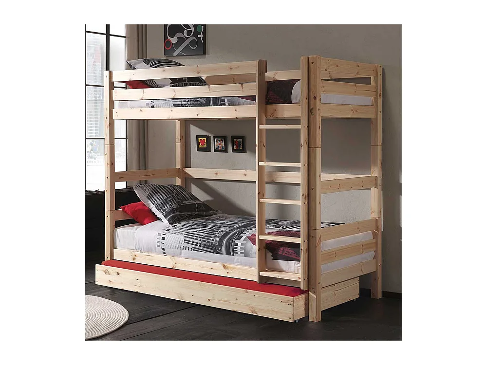 Hochbett aus Kiefer Massivholz einem Ausziehbett