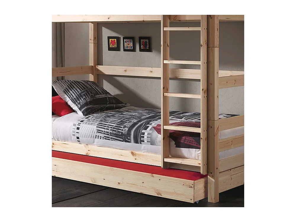 Hochbett aus Kiefer Massivholz einem Ausziehbett