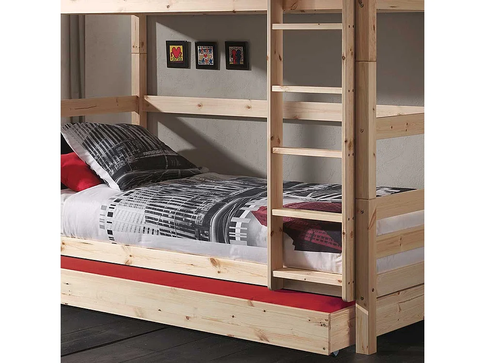 Hochbett aus Kiefer Massivholz einem Ausziehbett