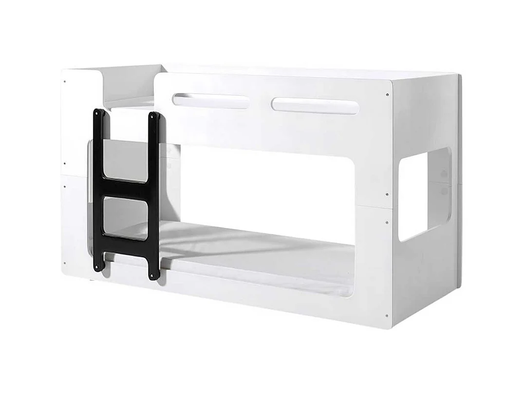 Kinderzimmer Etagenbett in Weiß und Schwarz 90x200 cm