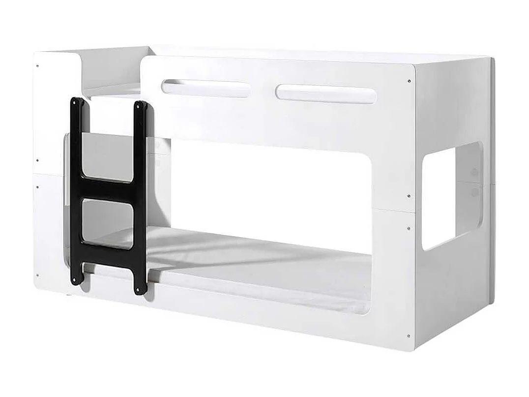 Kinderzimmer Etagenbett in Weiß und Schwarz 90x200 cm