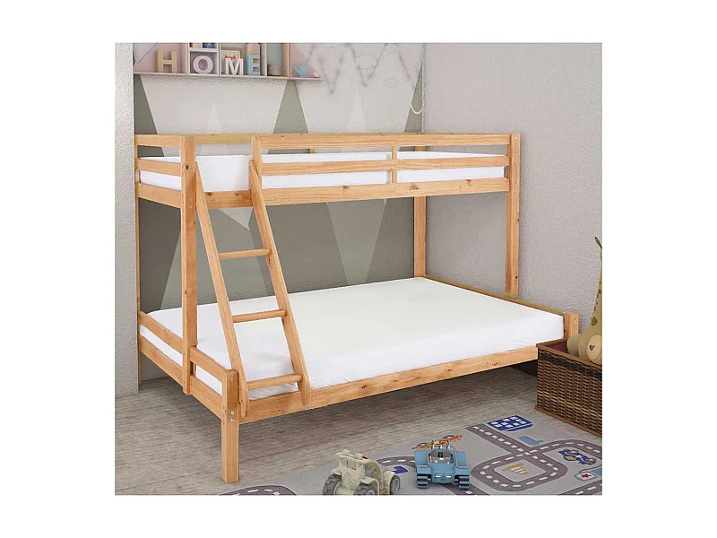 Kinderzimmer Stockbett aus Kiefer Massivholz 142 cm hoch