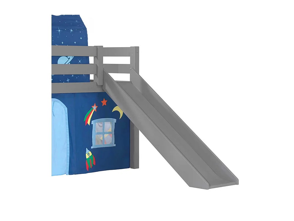 Jungen Spielhochbett in Grau und Blau Rutsche